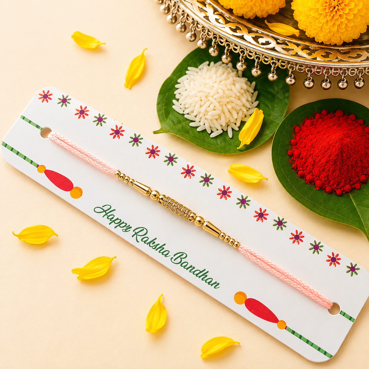Peach & Gold Rakhi