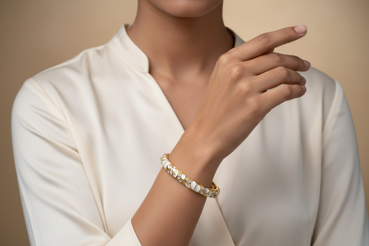 White Enamel Bangle