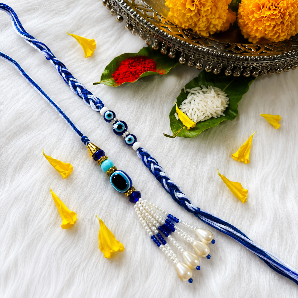 Nazar Rakhi Jodi | Blue Evil Eye Bhai Bhabhi Rakhi Set