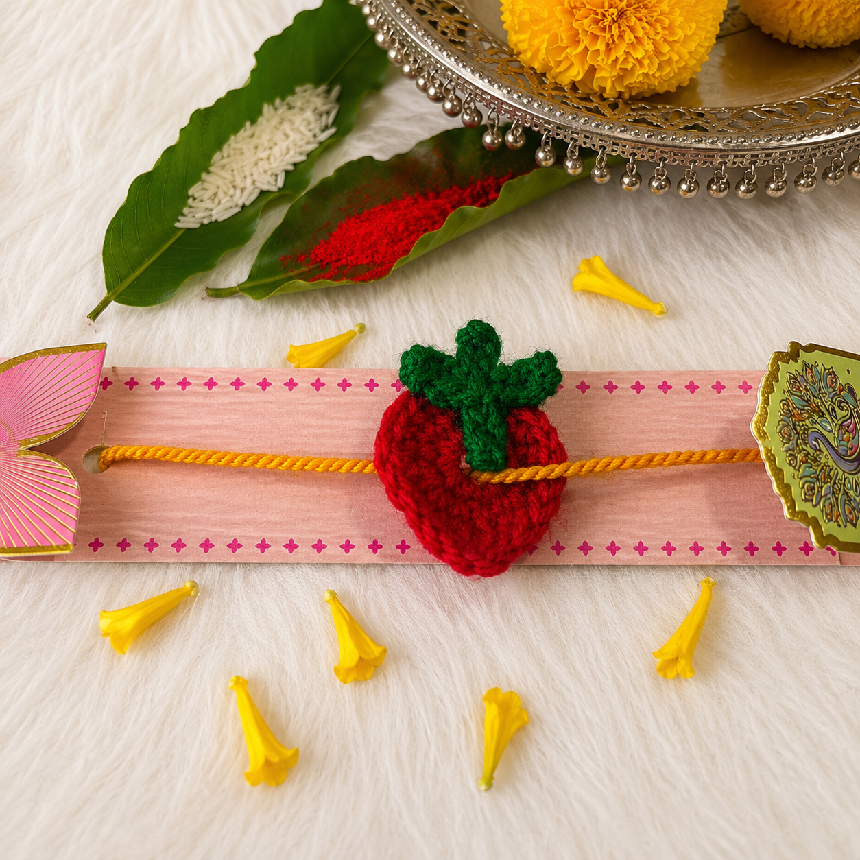 Crochet Strawberry Rakhi