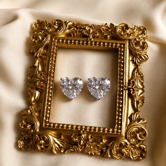 Aurielle Heart Solitaire Stud Earrings