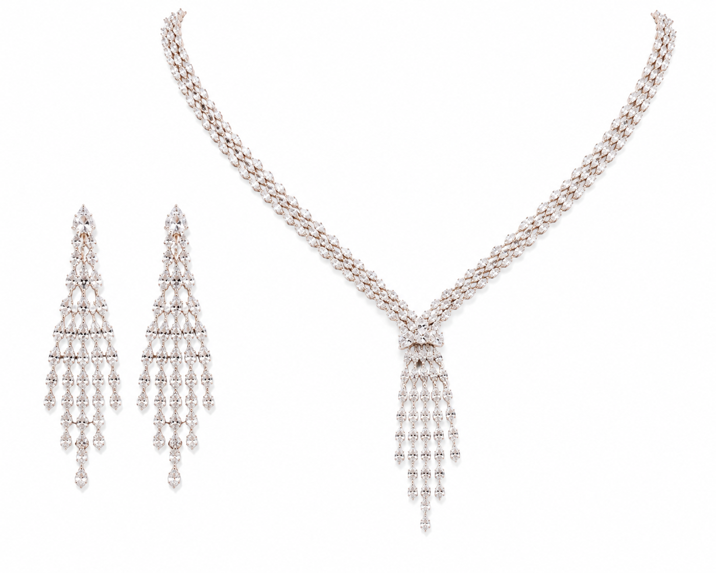 Celeste CZ Waterfall Necklace Set