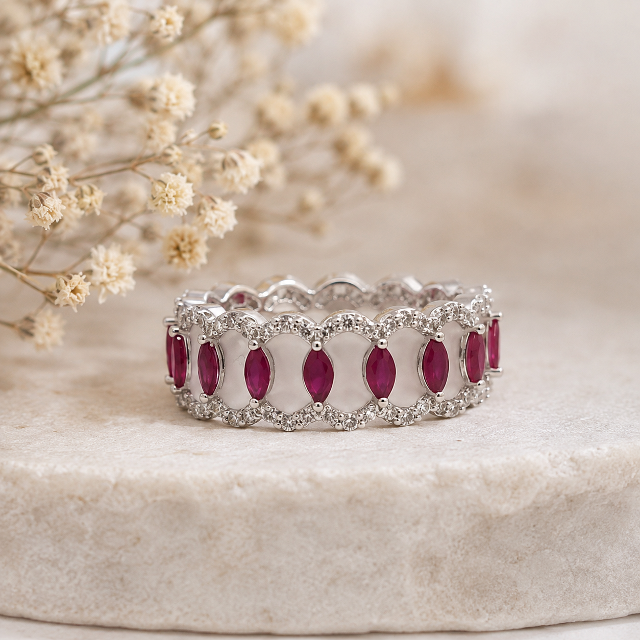 White n RUby Eternity Ring
