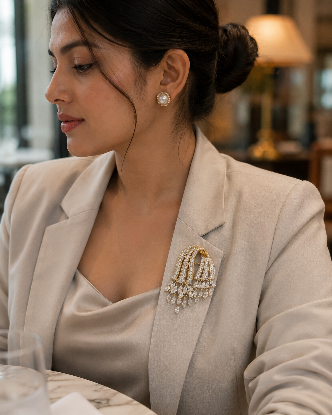 Cascade CZ Statement Brooch