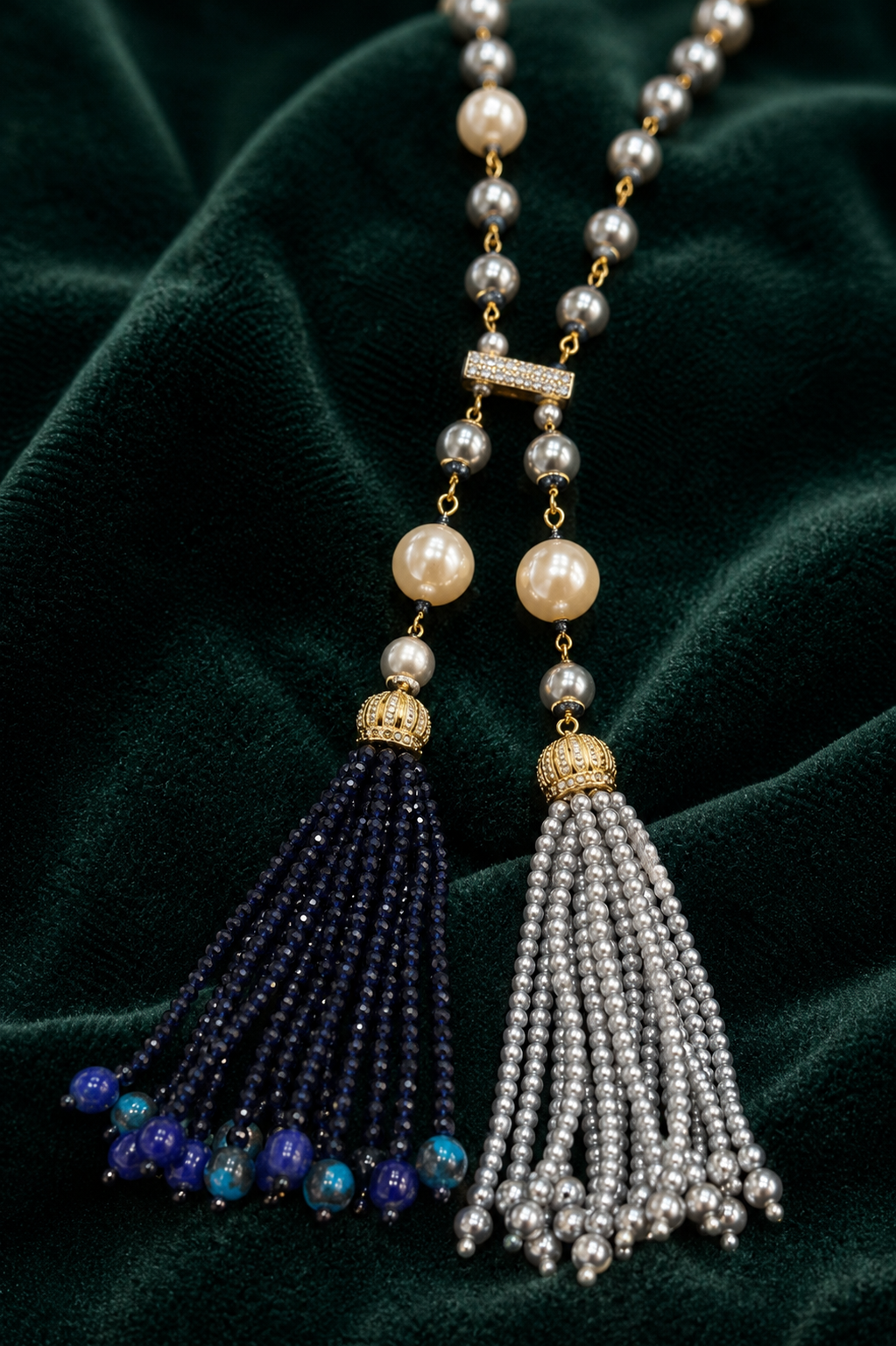 Dual-Tone Pearl Tassel Necklace