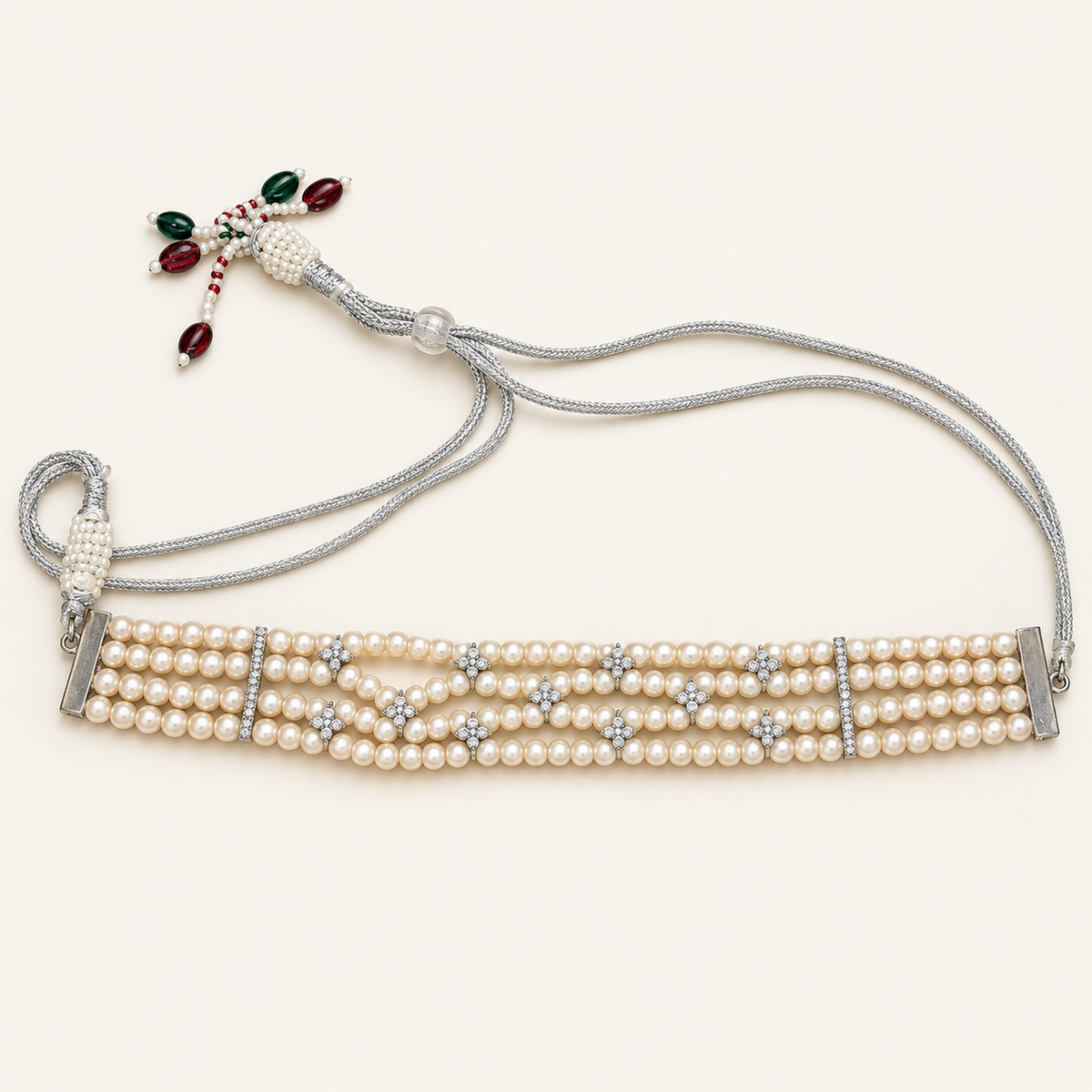 Kusum Pearl Choker on an ivory background