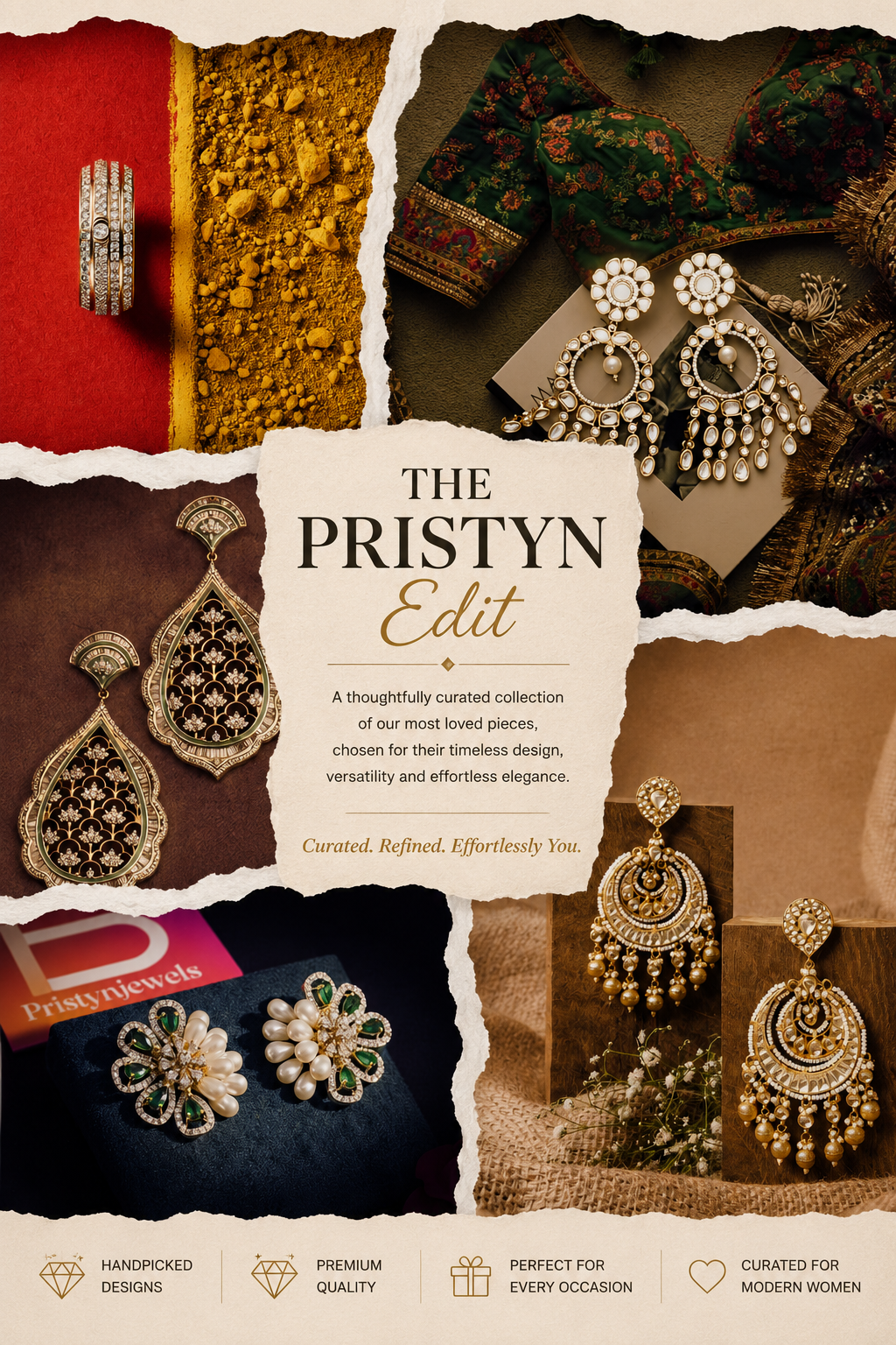 The PRISTYN Edit featuring curated CZ earrings, statement jewellery, rings, bracelets and necklace sets for timeless elegance by PRISTYN Jewels.