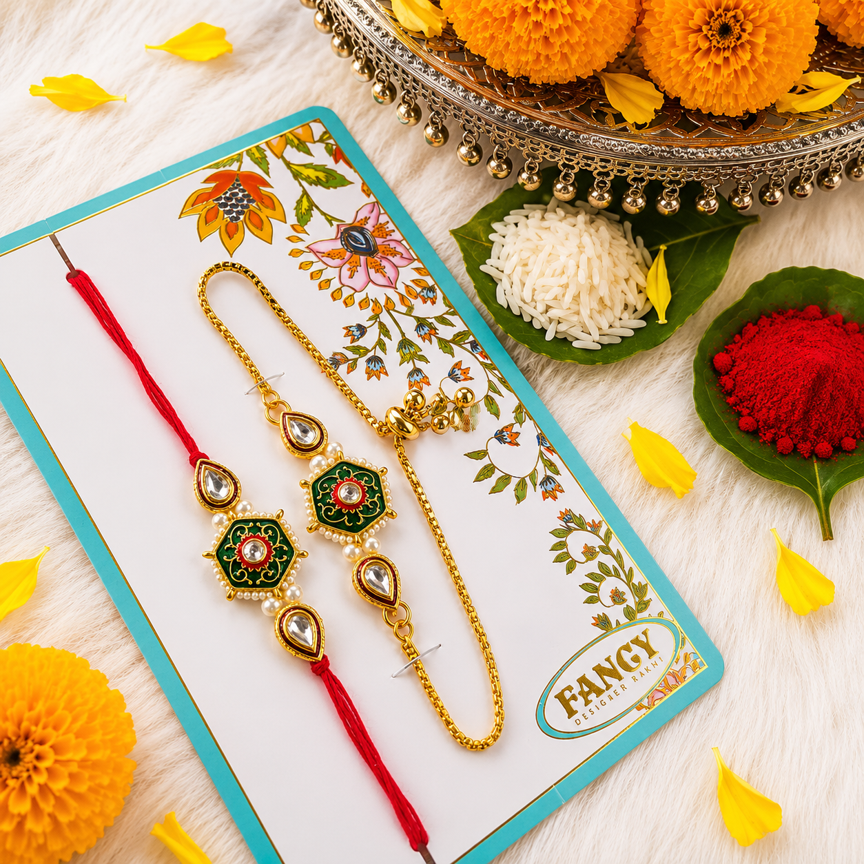 Aarohi Designer Rakhi Bracelet Set