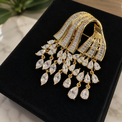 Cascade CZ Brooch