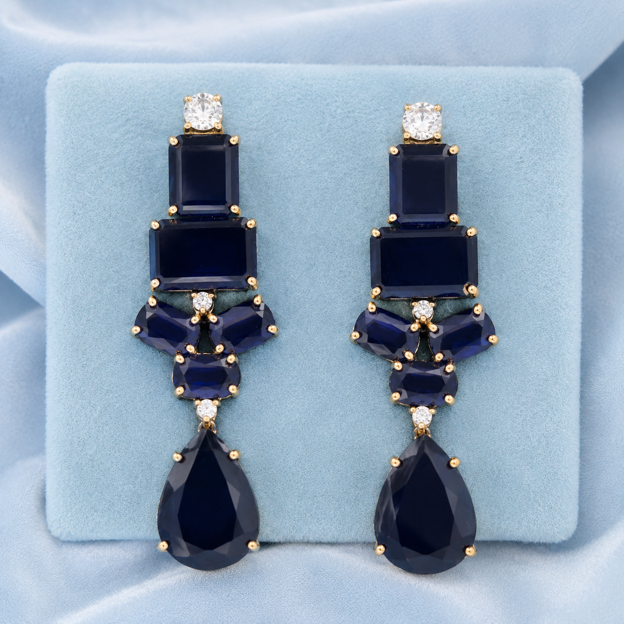 Seraphina Midnight Blue Statement Earrings