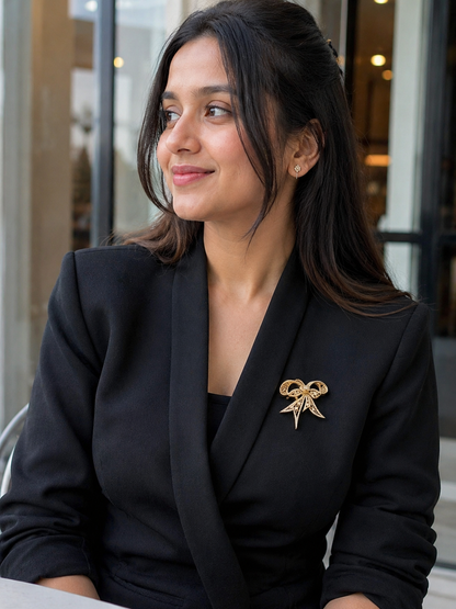 Bow CZ Brooch