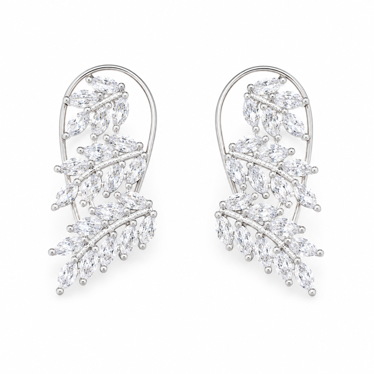 Aurevia Crystal Leaf Ear Climbers