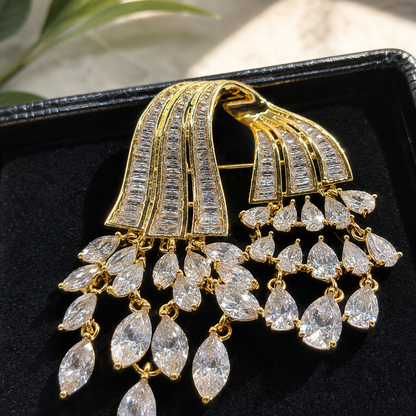 Cascade CZ Brooch
