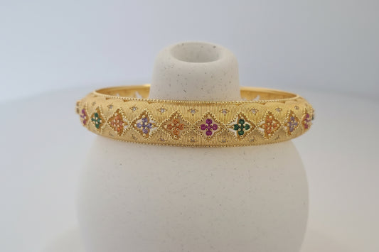 Multicolor Textured Gold Bracelet