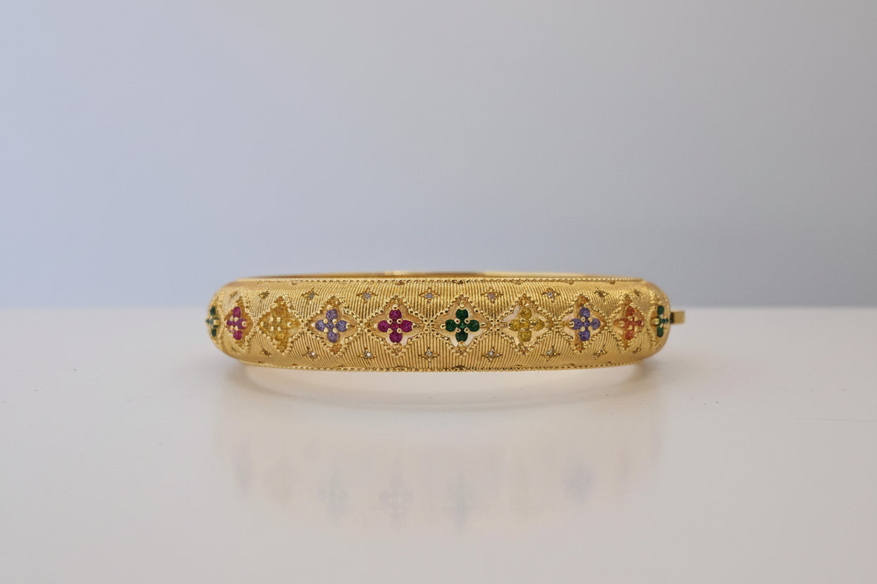 Multicolor Textured Gold Bracelet