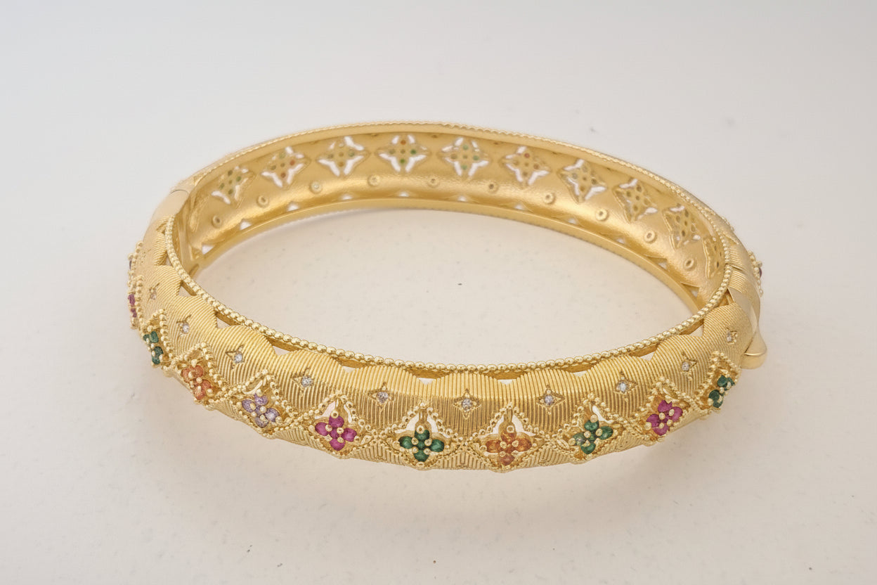 Multicolor Textured Gold Bracelet