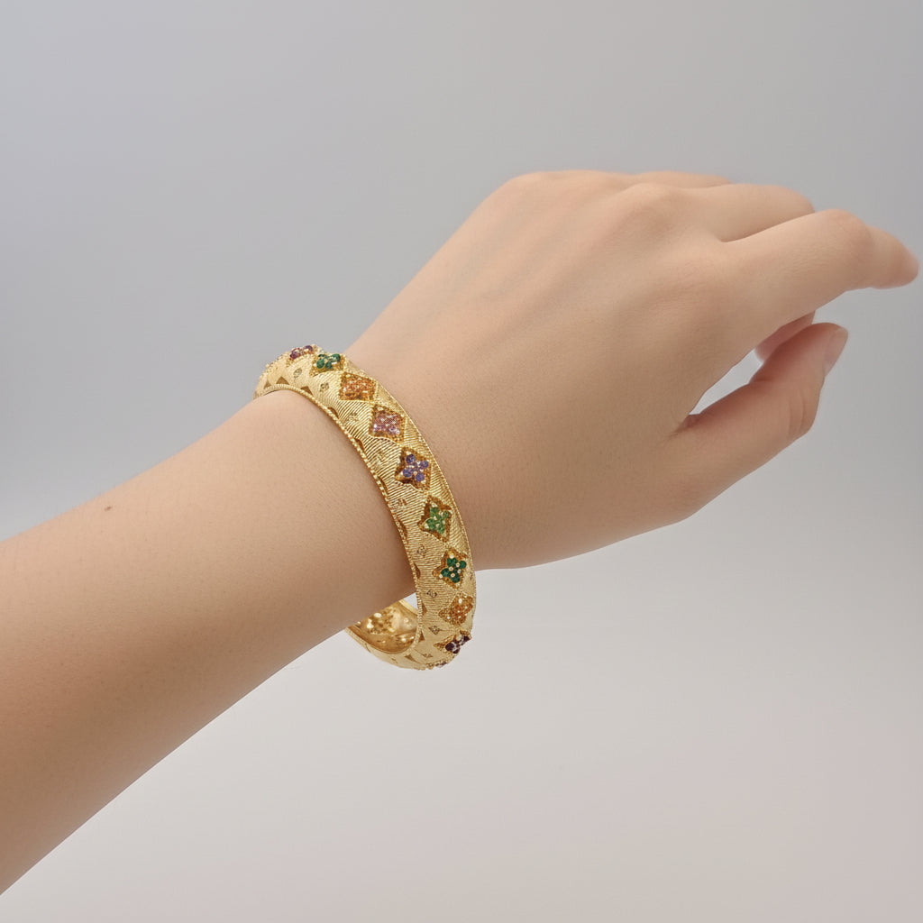 Multicolor Textured Gold Bracelet