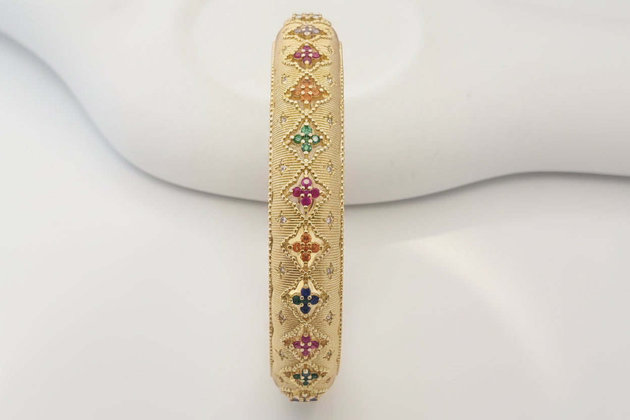 Multicolor Textured Gold Bracelet