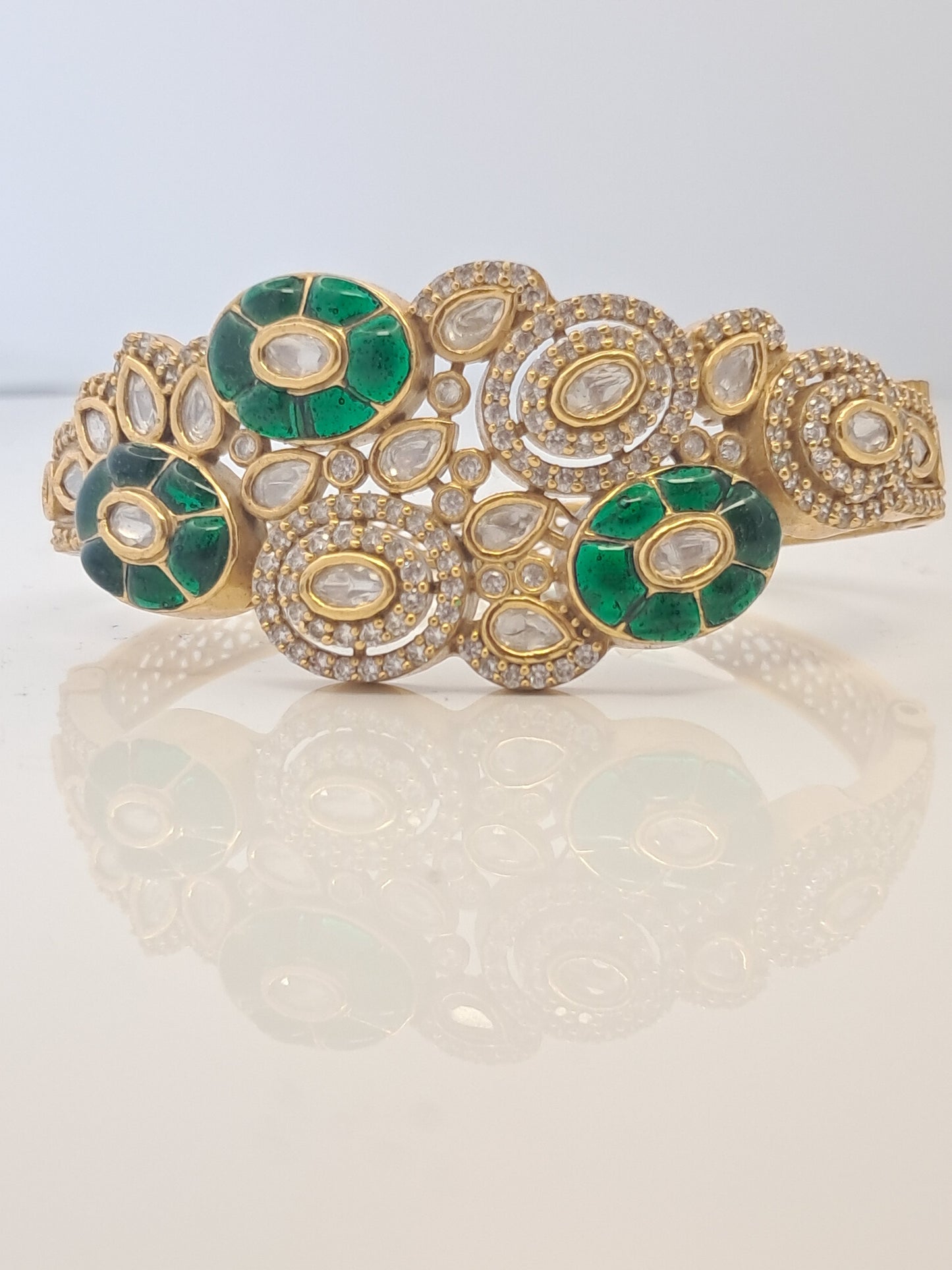Green Kundan Floral CZ