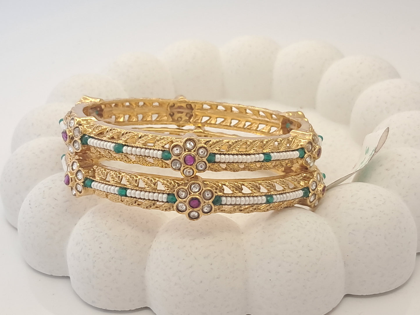 Traditional Kundan Pearl Beaded Bangles