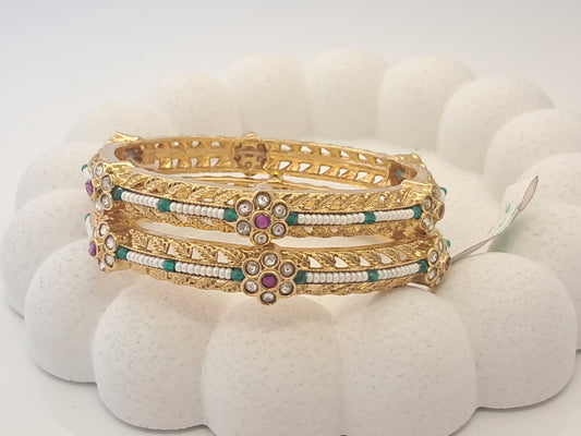 Traditional Kundan Pearl Beaded Bangles