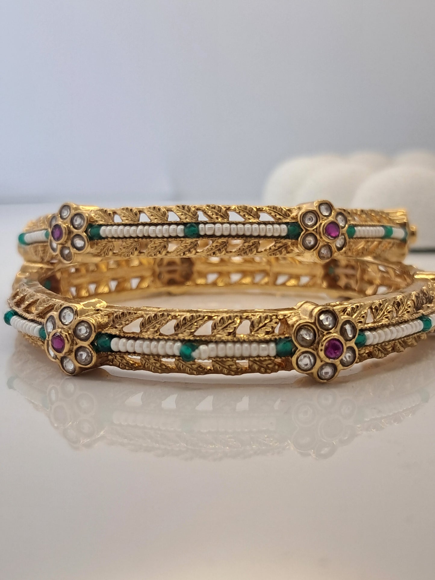 Traditional Kundan Pearl Beaded Bangles