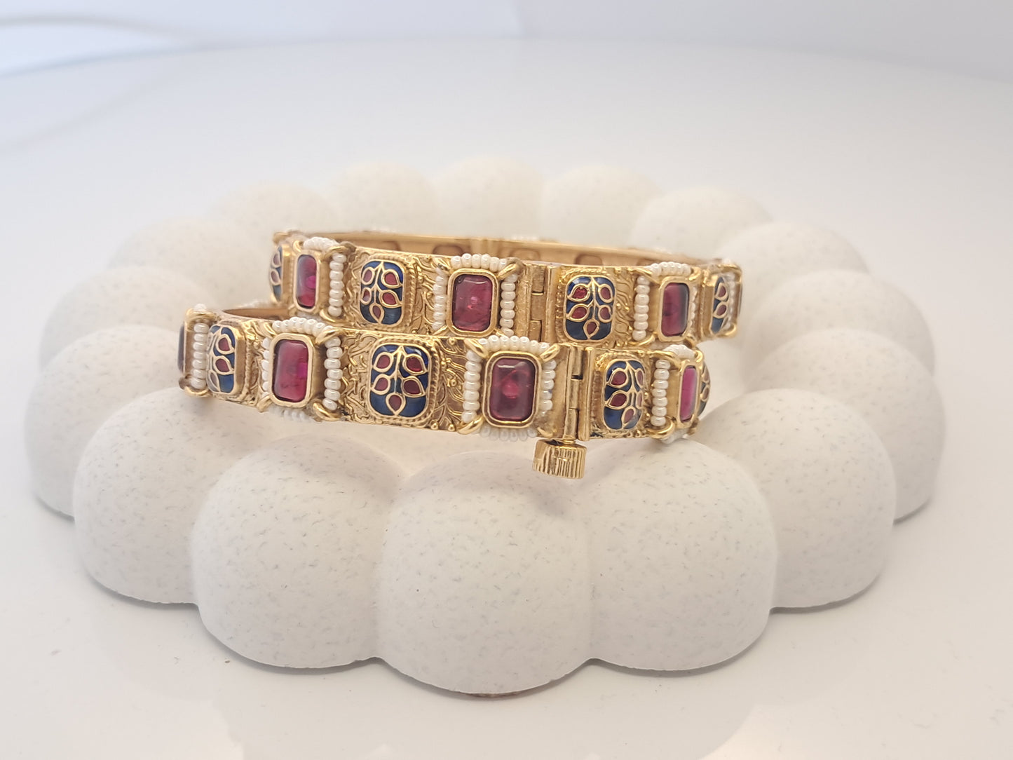 Ruby Stone & Meenakari Kadas