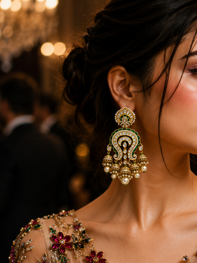 Emerald Green Kundan Chandbali