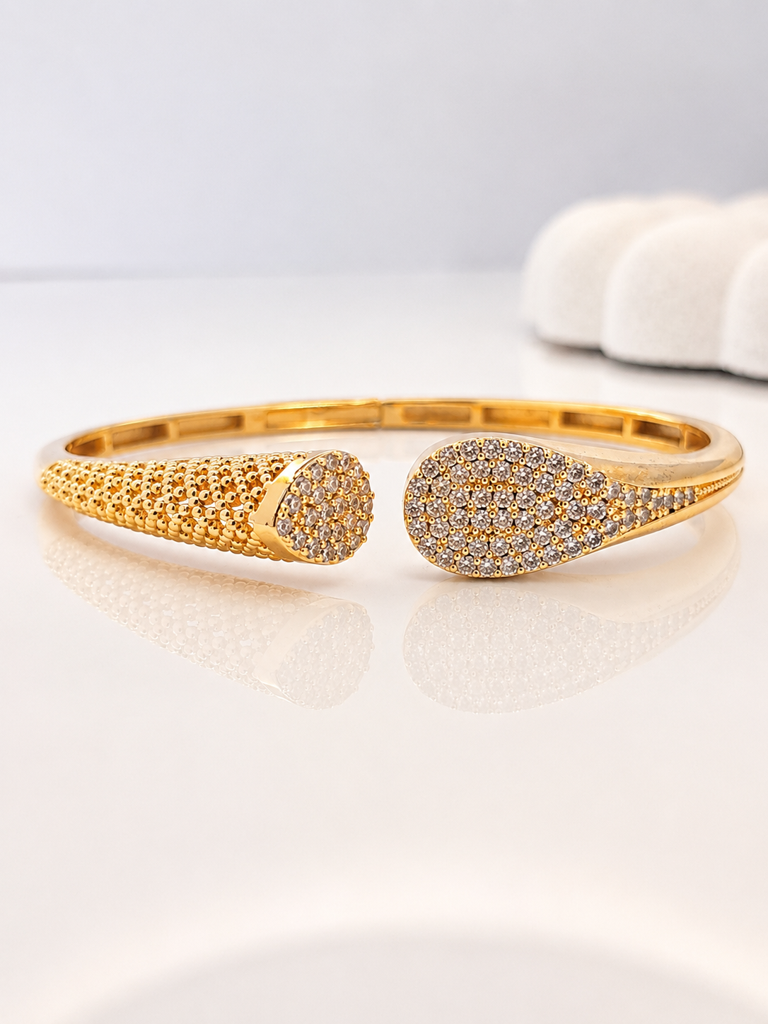Gold CZ Open Cuff
