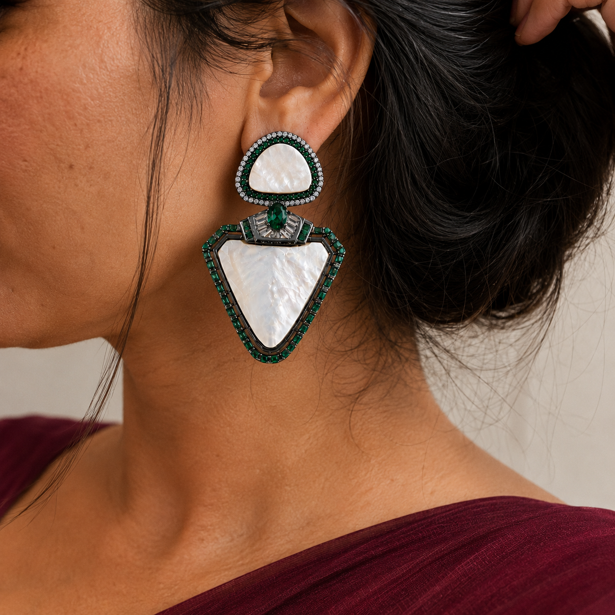 Mireya Mother of Pearl Statement Earrings