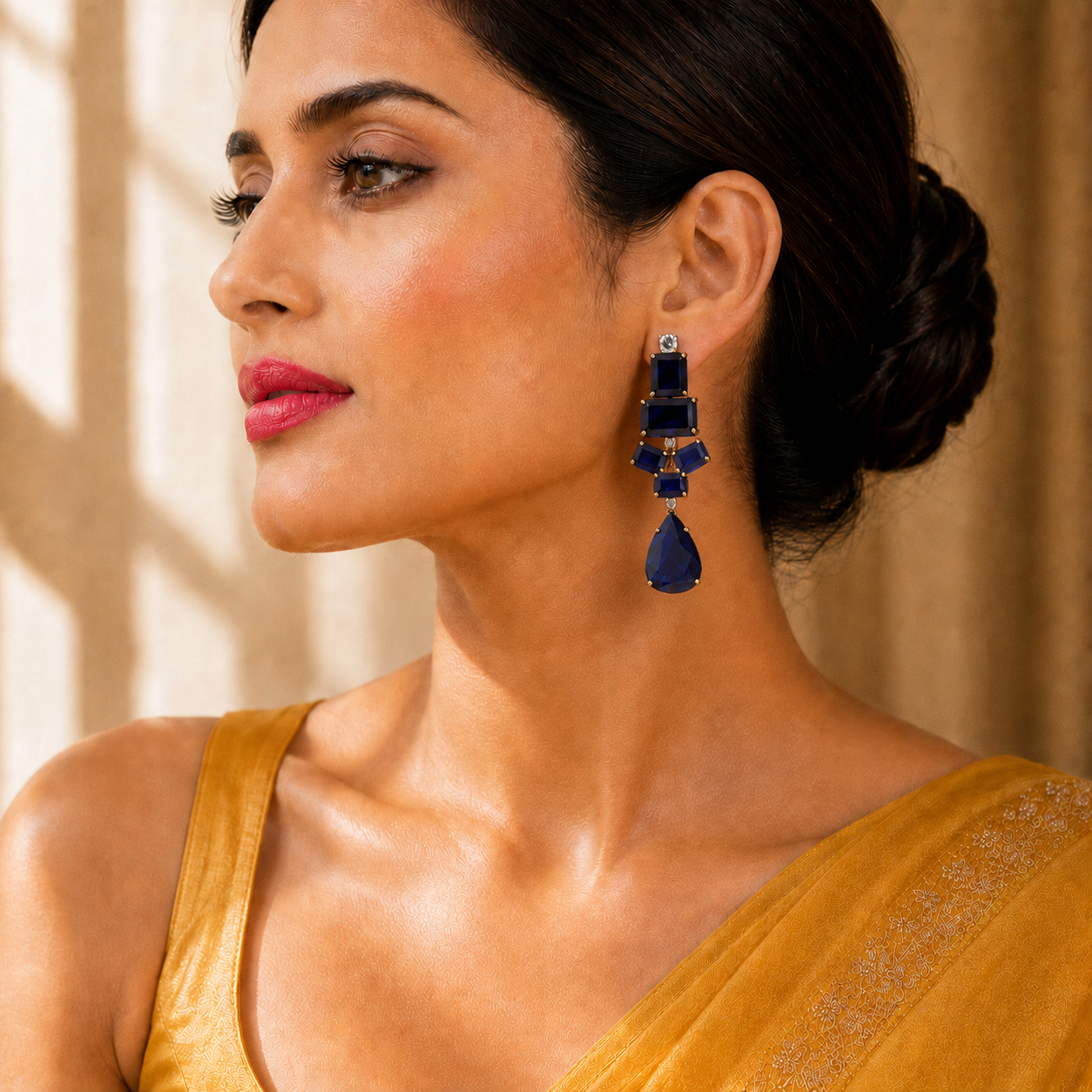 Seraphina Midnight Blue Statement Earrings