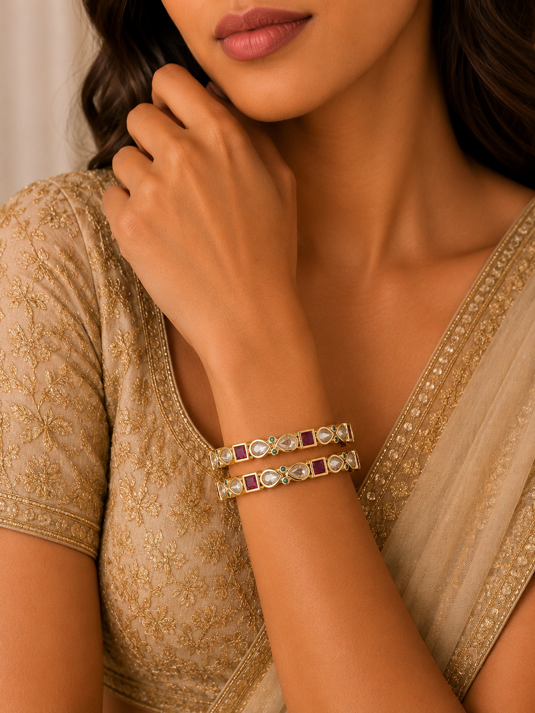 Ruby Kundan Bangles