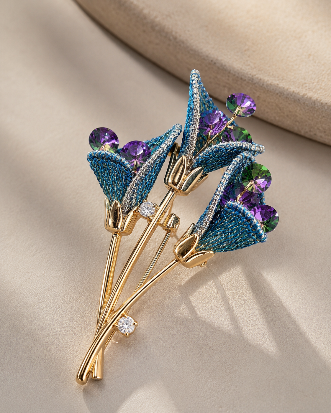 Bluebell Bouquet Crystal Brooch