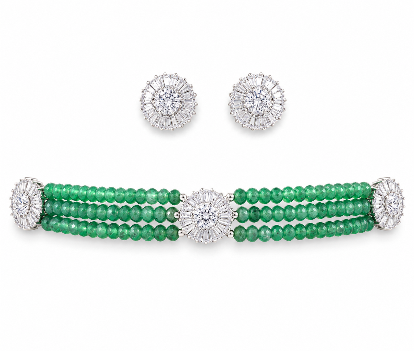 Emerald Green Beaded CZ Choker