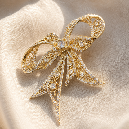 Bow CZ Brooch