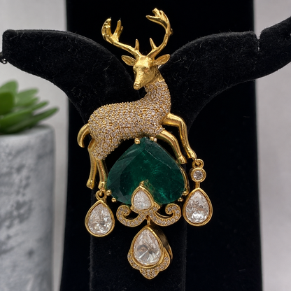 Emerald Stag Brooch
