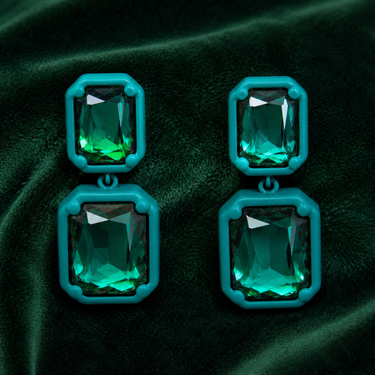 Elvara Emerald Green Statement Earrings