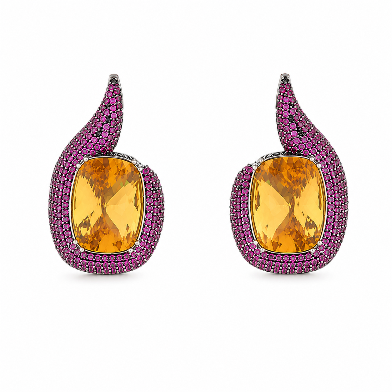 Aurelia Citrine Statement Earrings | Luxury CZ Party Earrings | PRISTYN Jewels