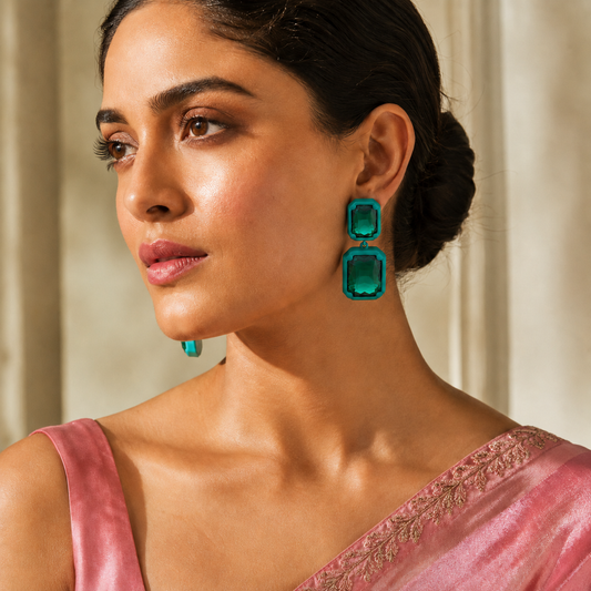 Elvara Emerald Green Statement Earrings