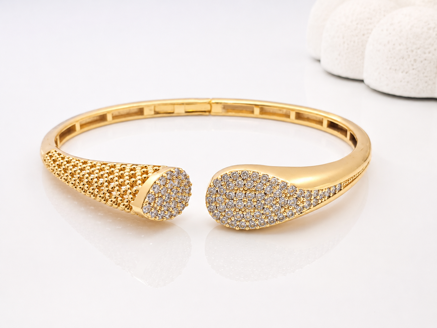 Gold CZ Open Cuff