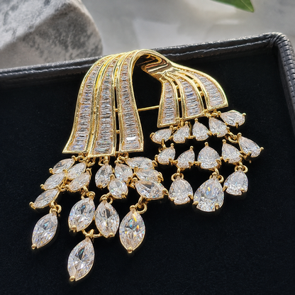 Cascade CZ Brooch