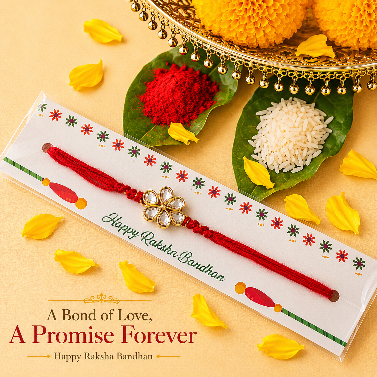 Kundan Flower Rakhi