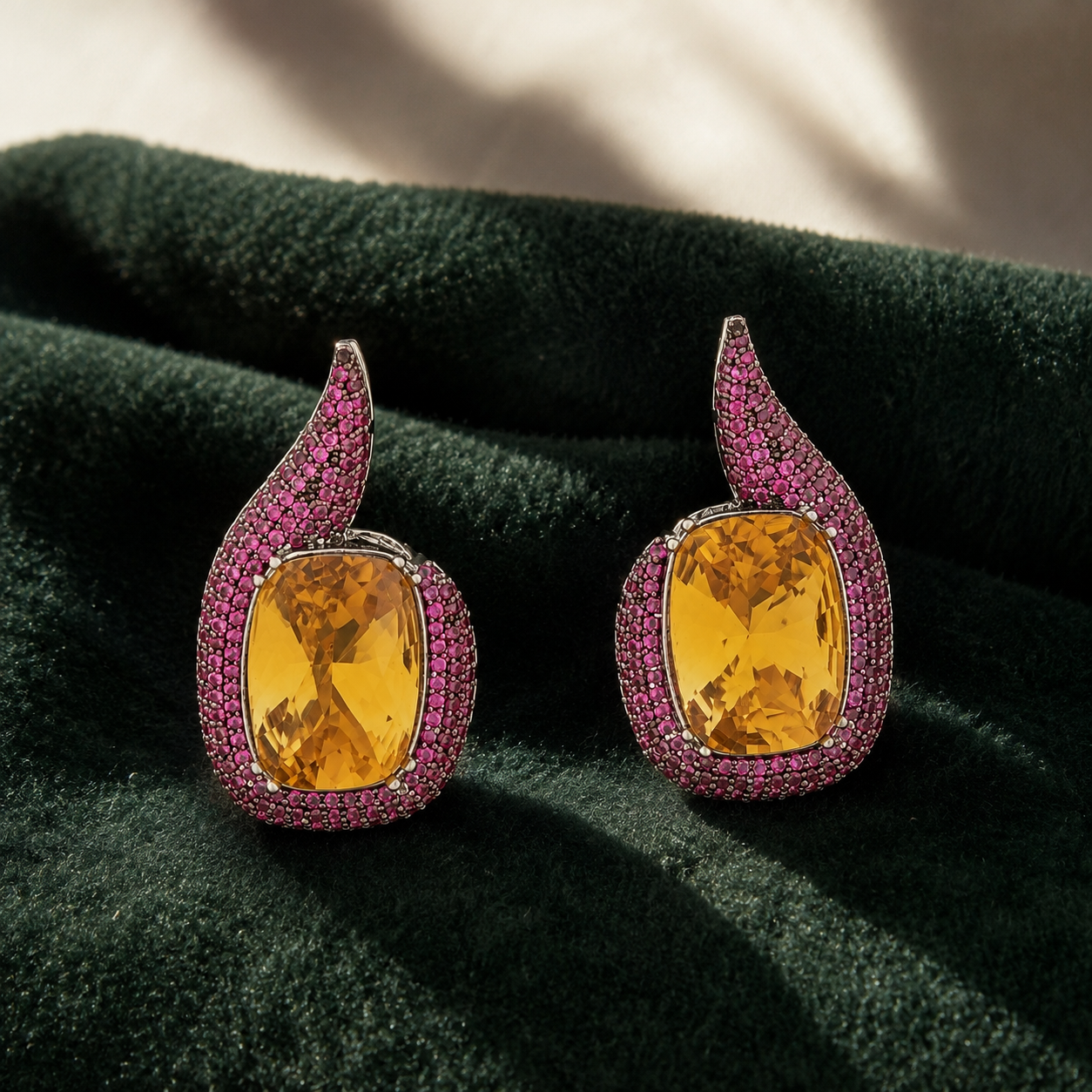 Aurelia Citrine Statement Earrings | Luxury CZ Party Earrings | PRISTYN Jewels