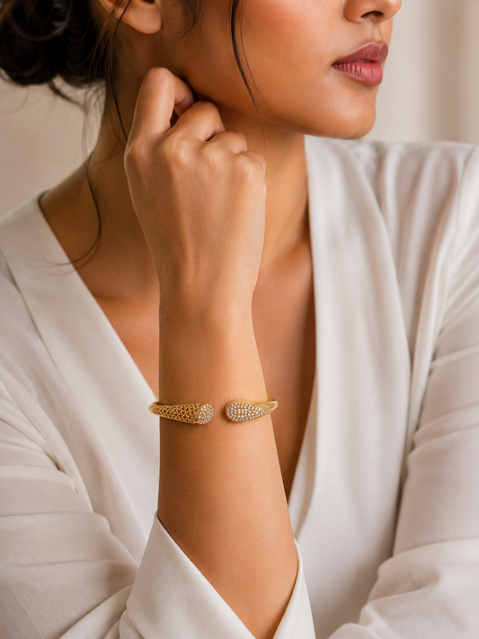 Gold CZ Open Cuff