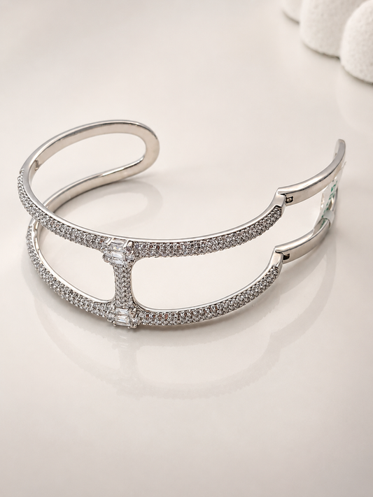 Silver CZ Open Cuff