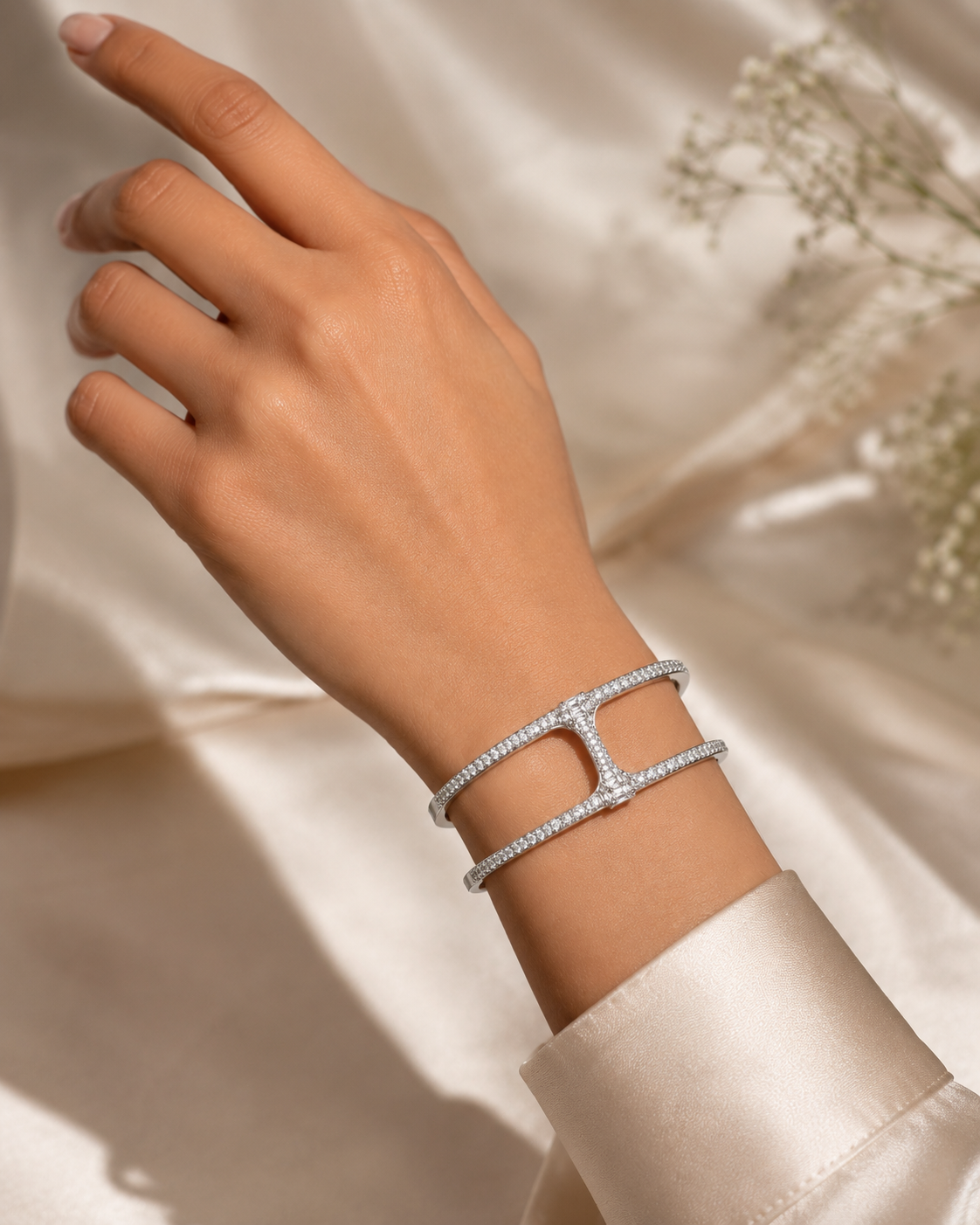 Silver CZ Open Cuff