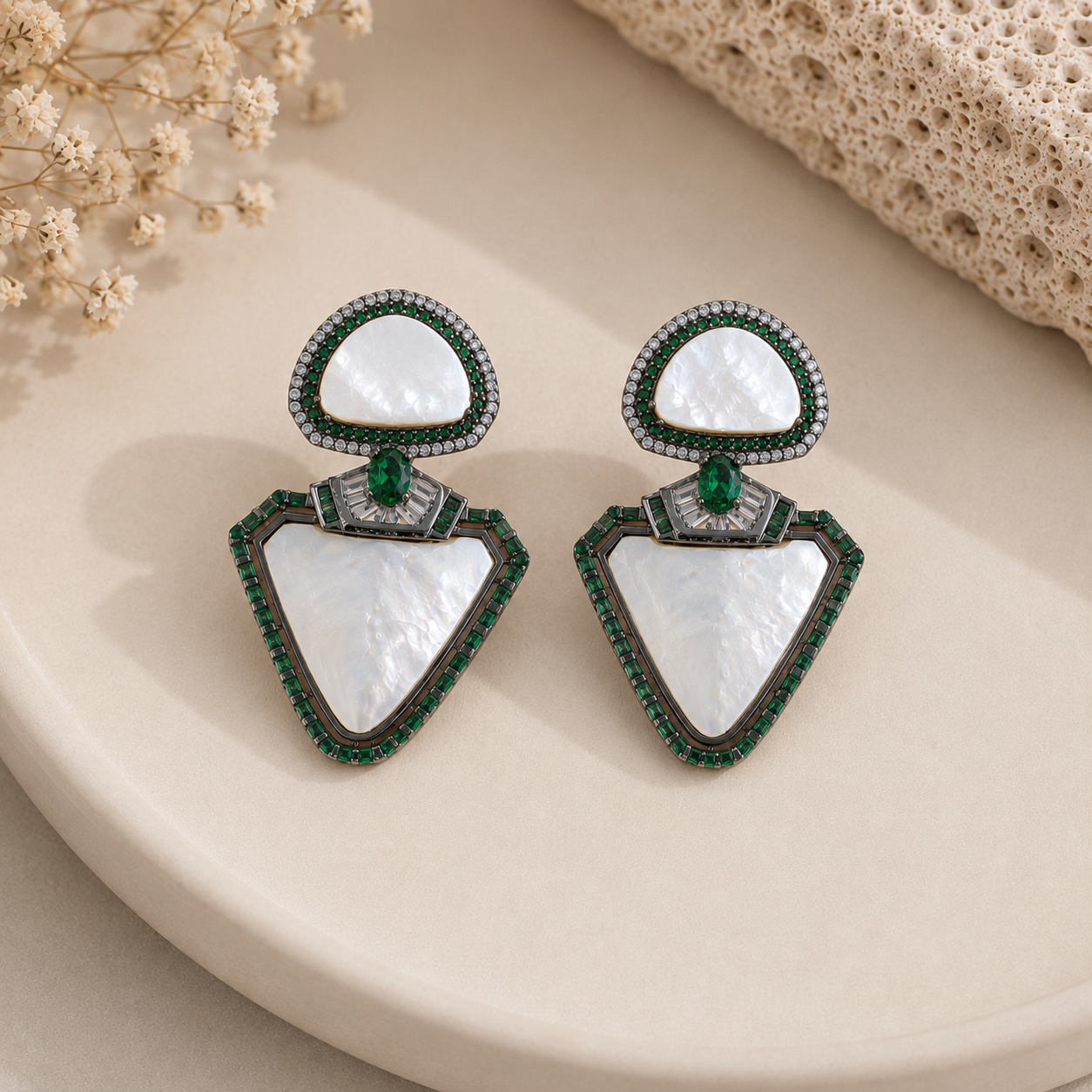 Mireya Mother of Pearl Statement Earrings