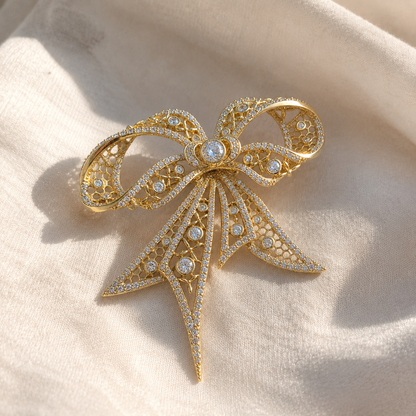 Bow CZ Brooch