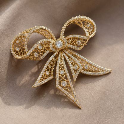 Bow CZ Brooch