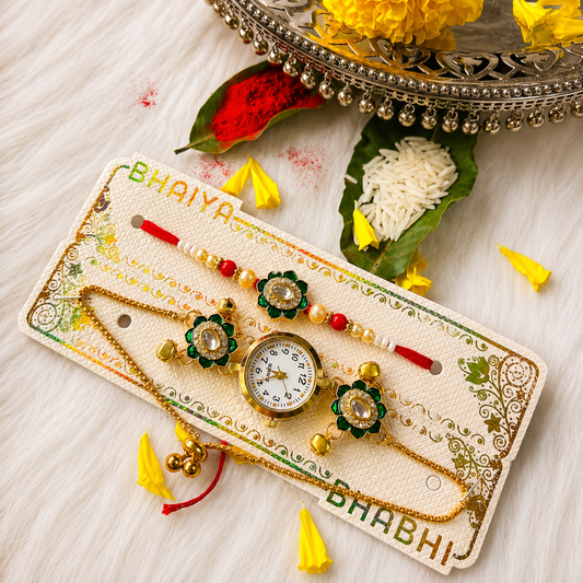 Watch Green Rakhi Set